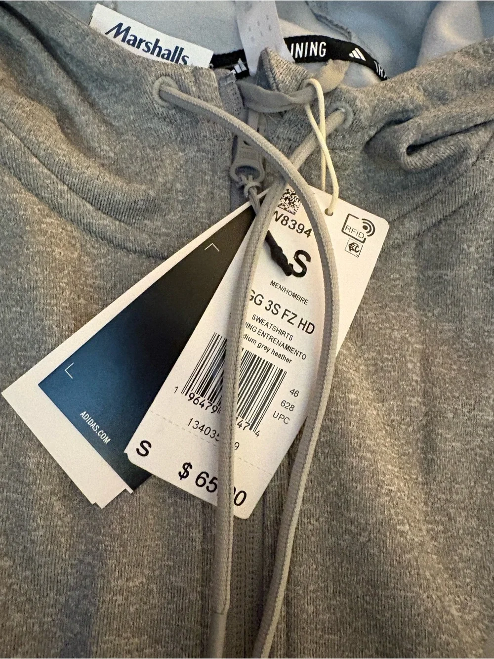 adidas Men’s Full-Zip Hooded Performance Jacket — Gray